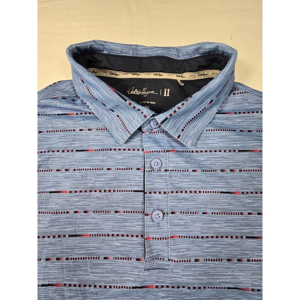 Walter‎ Hagen Mens XL Blue Striped Performance Golf Polo Shirt Short Sleeve